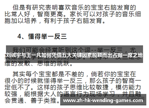 刘诚宇与王一凡如何凭借五大关键因素脱颖而出占据一席之地